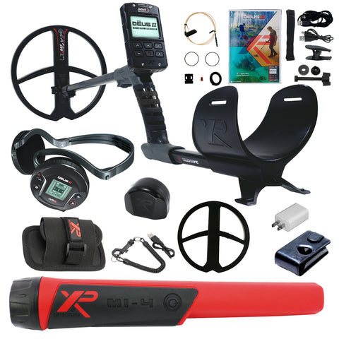 XP DEUS II Fast Multi Frequency Metal Detector with 11" FMF Search Coil and MI-4 Pinpointer