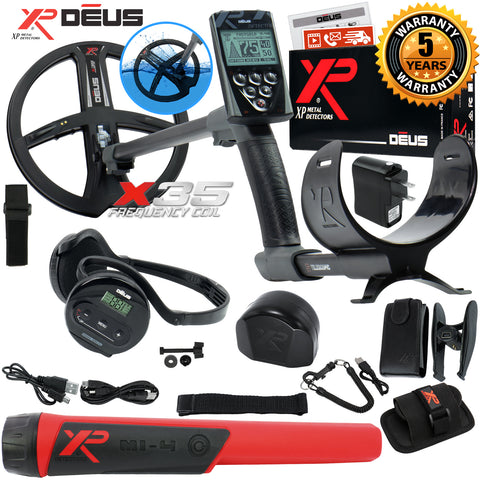 XP Deus Metal Detector w/ MI-4 Pinpointer, WS4 Headphones, Remote, 9” X35 Coil