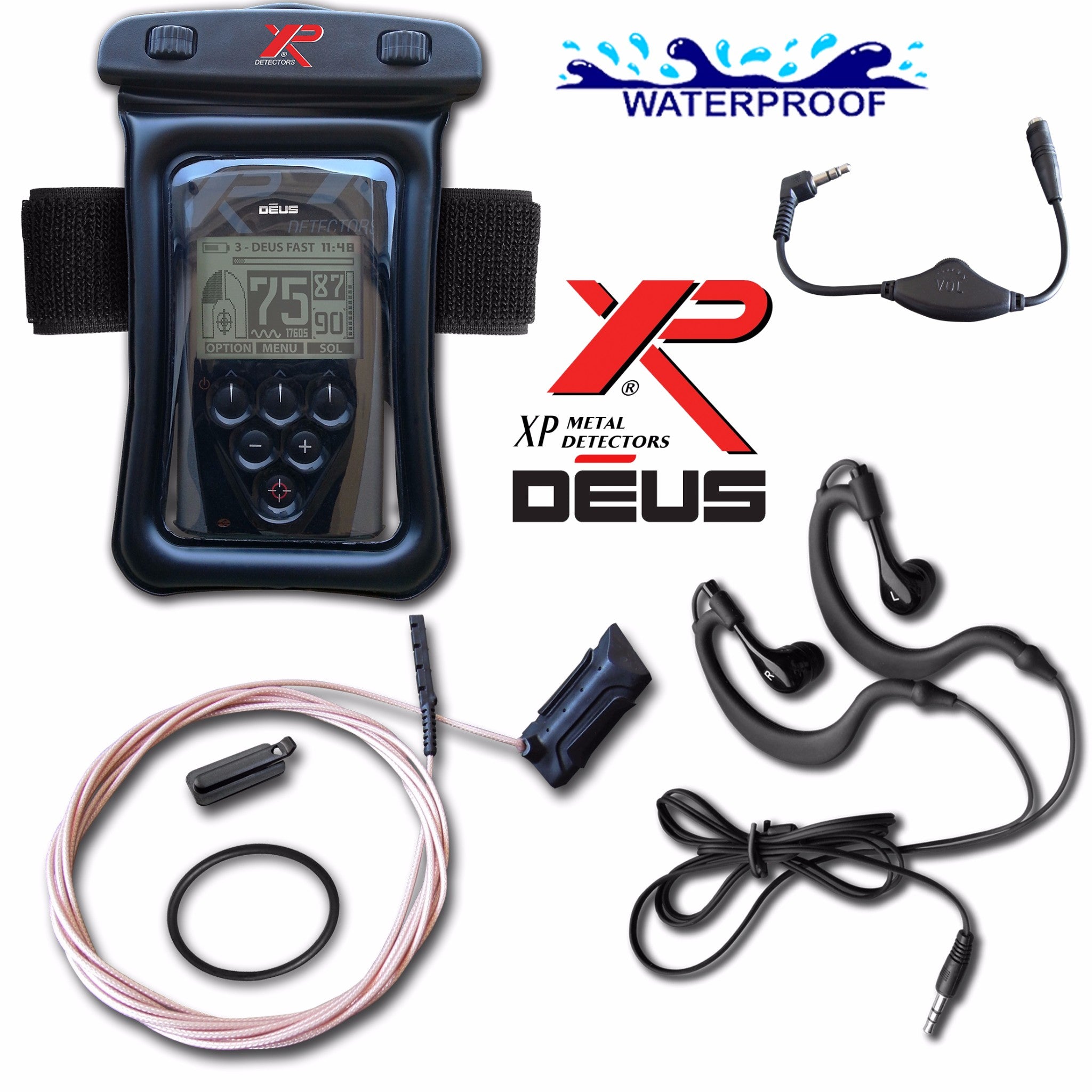 XP Deus Metal Detector w/ MI-6 Pinpointer, Headphones, Remote, X35 Coil & more