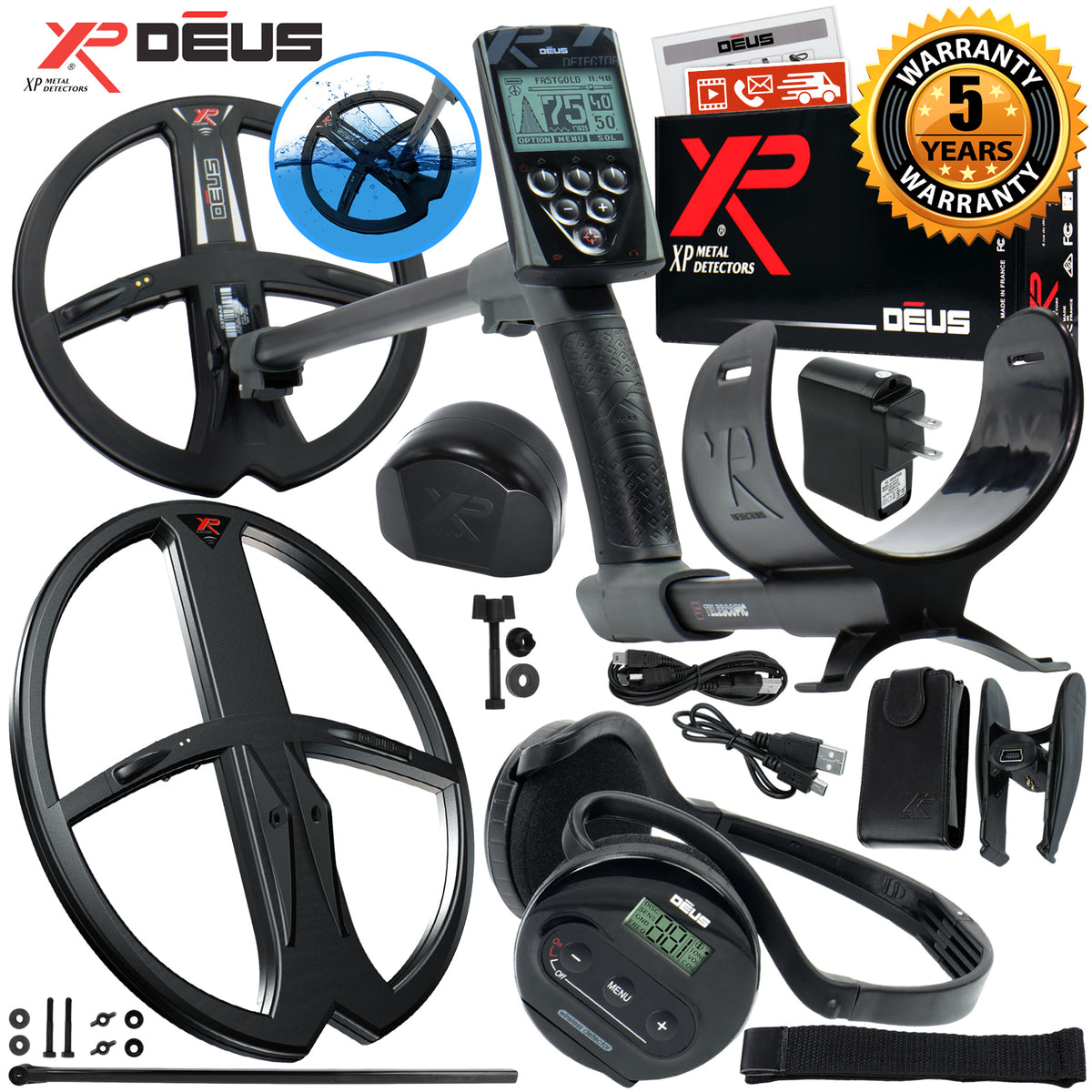 XP Deus Detector Gold & Relic Hunt Package, Backphones, Remote and 2 X35 Coils