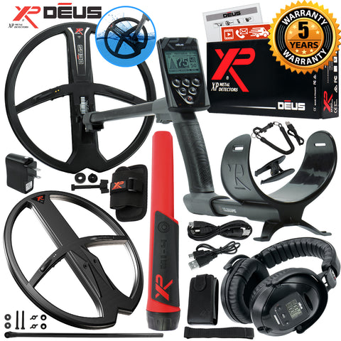 XP Deus Metal Detector w/ MI-4 Pinpointer, WS5 Headphones, Remote, 2 X35 Coils
