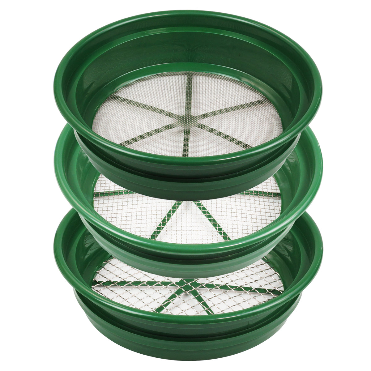 3 pc Green Plastic Gold Sifting Pan Classifier Stackable Mesh Size 1/2 ...