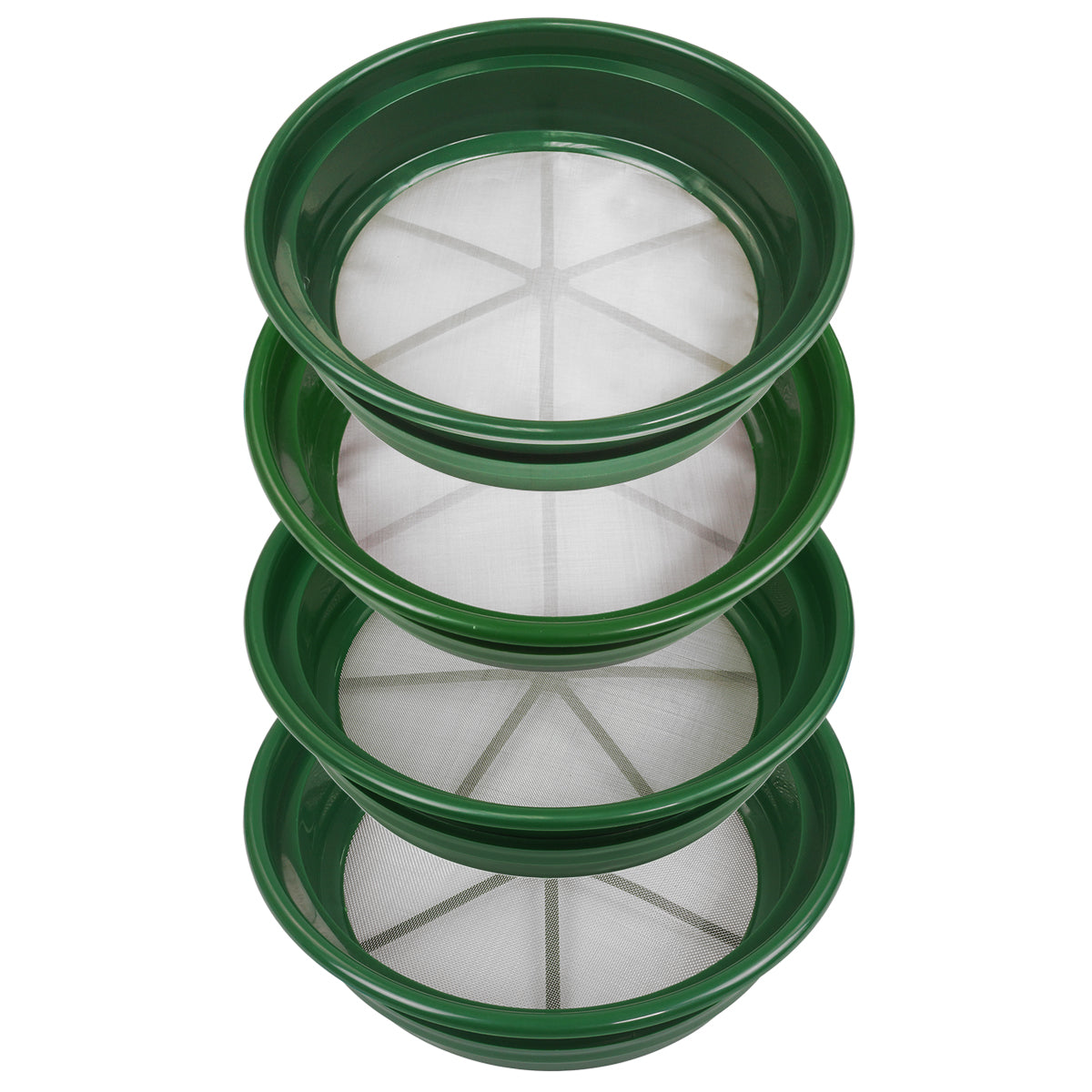 4 pc Green Plastic Gold Sifting Pan Classifier Stackable Various Mesh ...